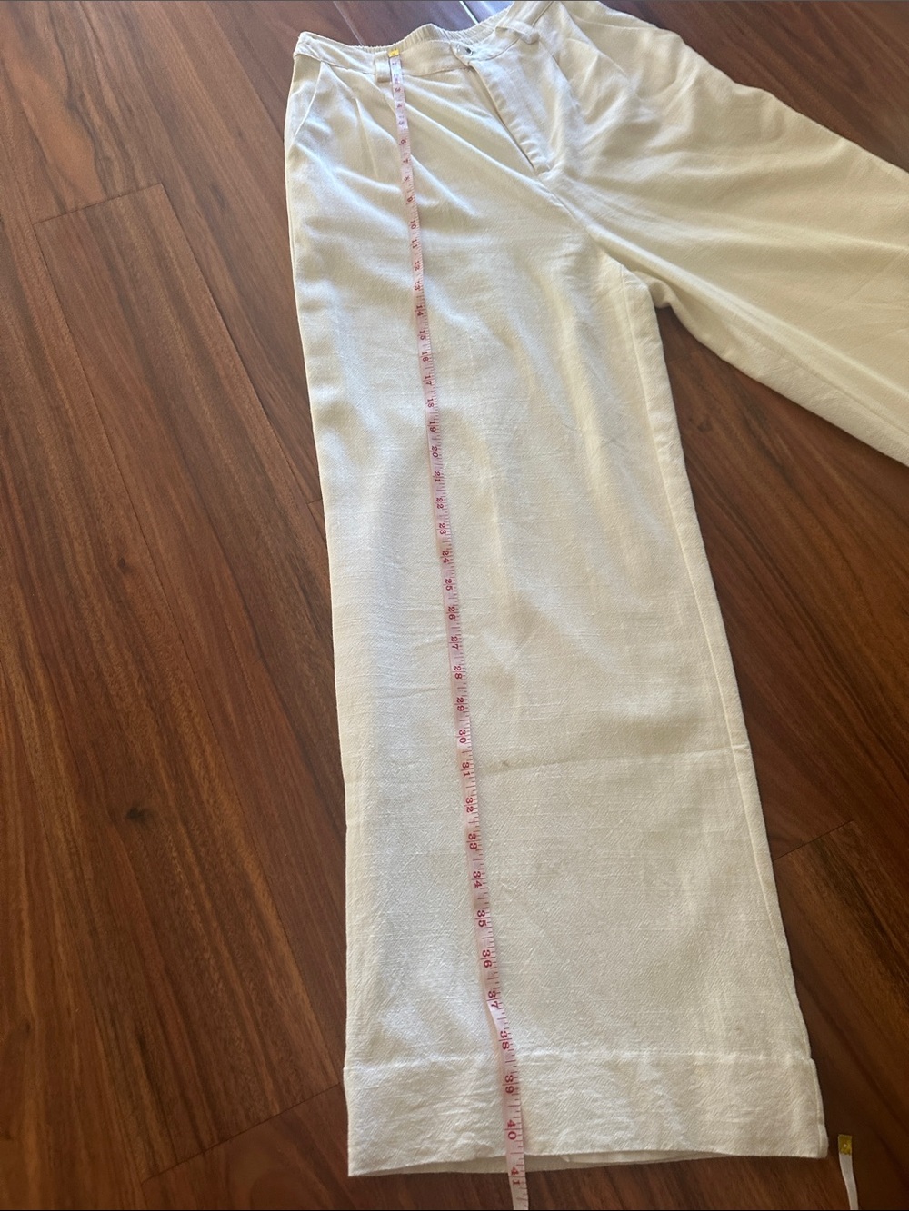 Wide Leg Linen-Blend Pants and Vest in Cream - Picture 3 of 6